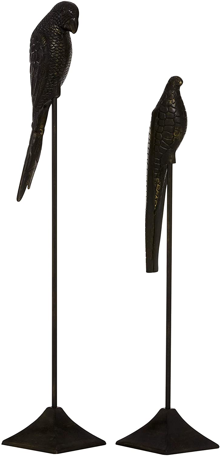 Large Black Bird Figure Stand Set 2 6 X