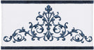 Midnight Blue Turkish Cotton Scrollwork Embroidered Bath Towel