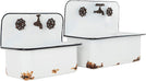Farmhouse White Metal Decorative Antique Sink Wall Planters Set 2
