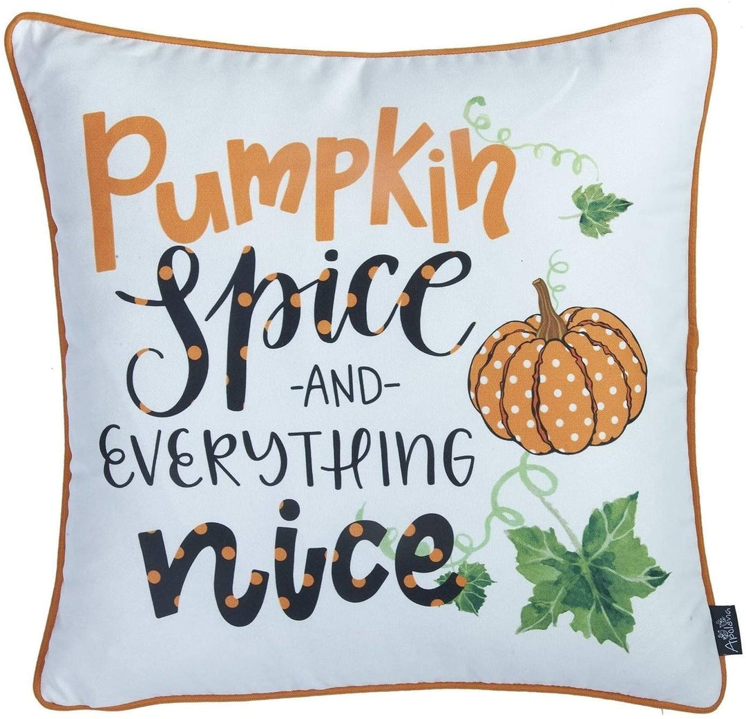 Fall Season Pumpkin Spice Harvest Pillowcase 18"x18" (4 Pcs Set) Floral Polyester Three More Pillows Removable Cover