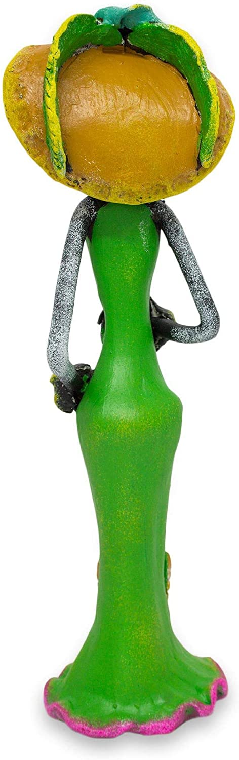 Ceramic Sculpture 'Dazzling Catrina' (Mexico) Green Handmade - Diamond Home USA