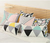 UKN Scandi Yellow Gray Modern Lumbar Pillow Cover Set (4 Pcs Set) Geometric Contemporary Polyester 3 More Removable