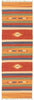 Unknown1 Flat Weave Bold Colorful Orange Red Wool 2'0 X 6'8 Stripe Patterned Southwestern Transitional Rectangle Cotton Latex Free Handmade Made Order