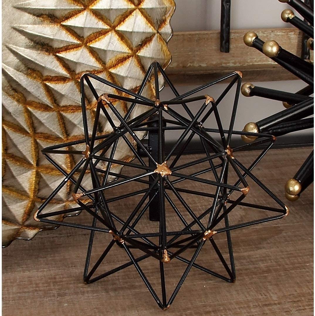 Metal Wire Star Decor 7 inch X Accent Piece Black Gold Mid