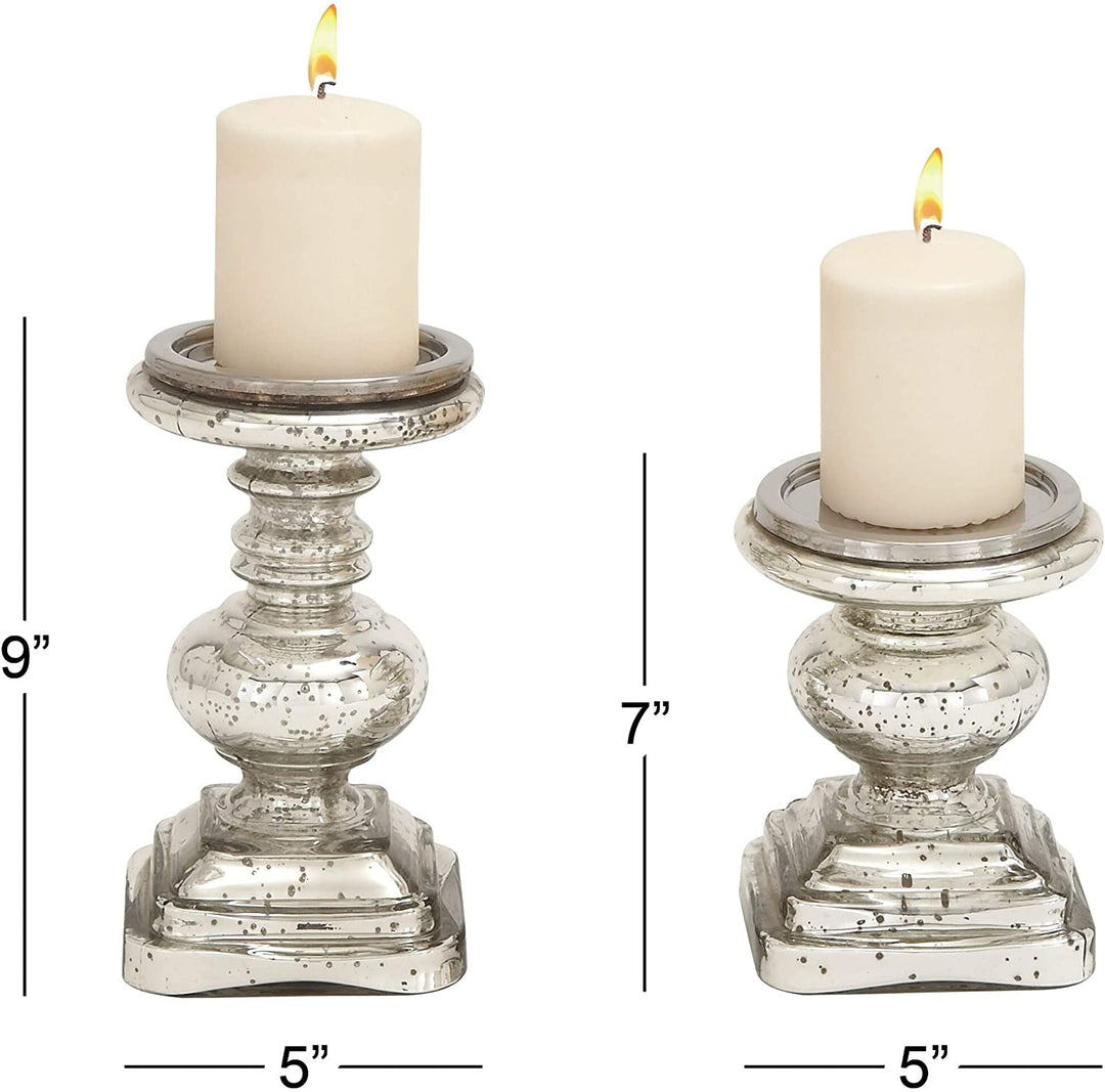 Silver Colored Glass Candle Holders Silver Farmhouse