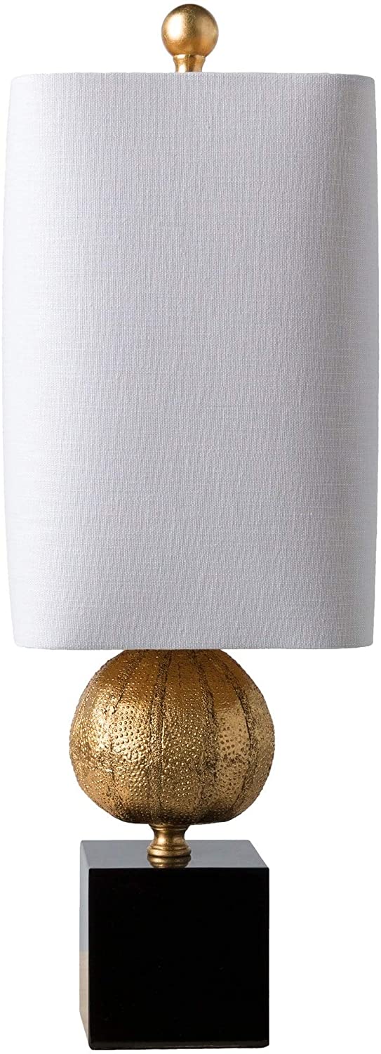 Table Lamp Gold Base White Shade Beige Transitional