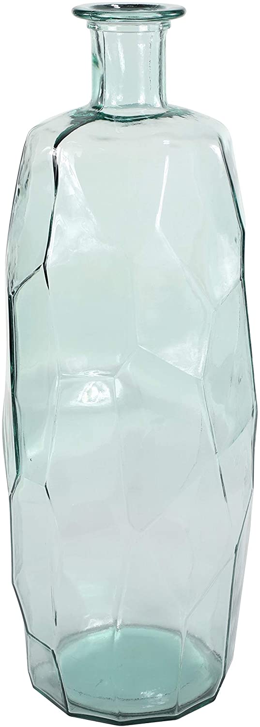 Angular Textured Large Decorative Glass Vase Clear Modern Contemporary