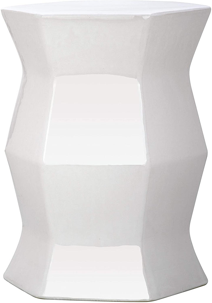 Modern White Hexagon Garden Stool 12" X 17" Contemporary