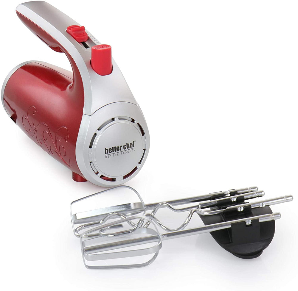 5 Speed Electric Hand Mixer Red Metal Dishwasher Safe Parts - Diamond Home USA