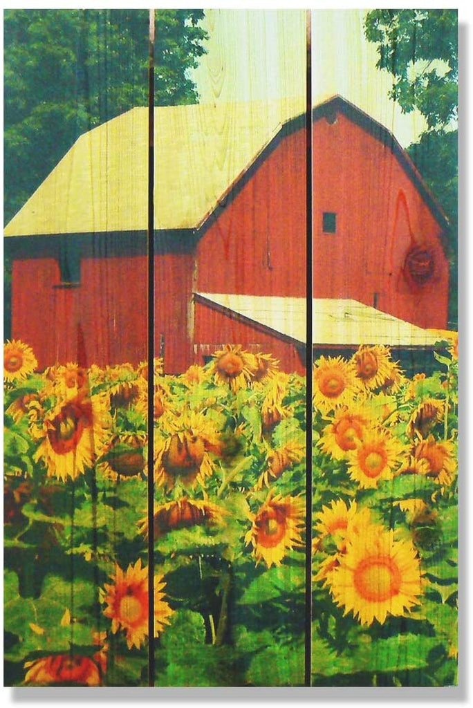 Sunflower Barn 16x24 Indoor/Outdoor Full Color Cedar Wall Art