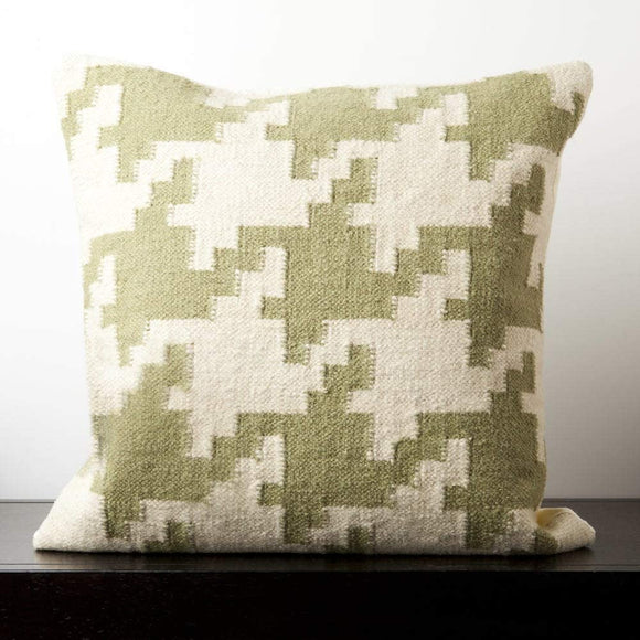 Decorative Moss Houndstooth 20 inch Feather Down Pillow Color Geometric Casual Cotton Wool Single
