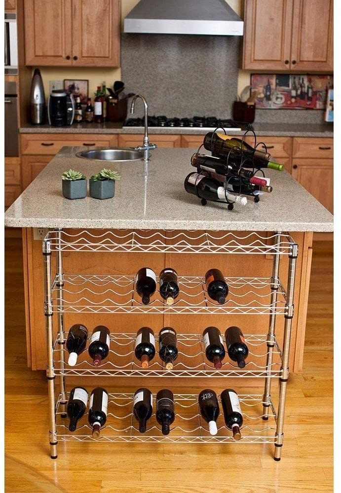 Ecostorage Wine Rack Silver Metal Steel - Diamond Home USA