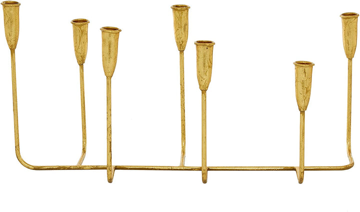 Abstract Gold Foil Finished Tapered Metal Candle Holder 21" X 10" 21 X 7 10 - Diamond Home USA