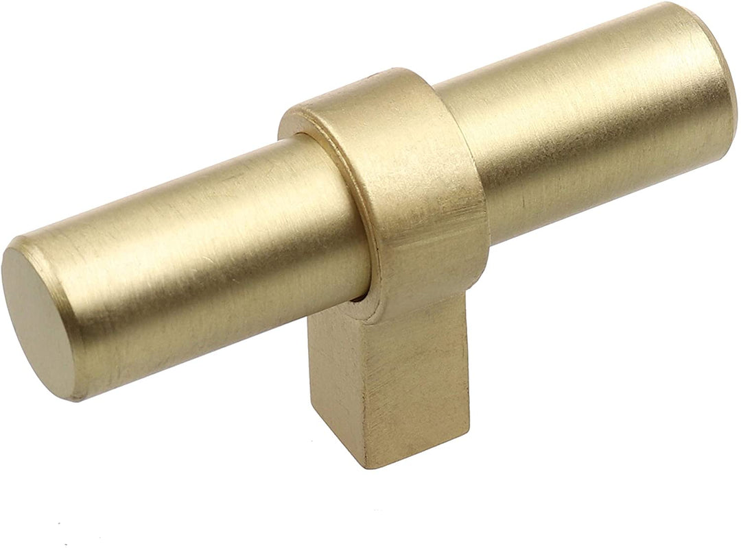 5 Pack 2 1/4 Satin Gold Euro Solid Cabinet T bar Pulls