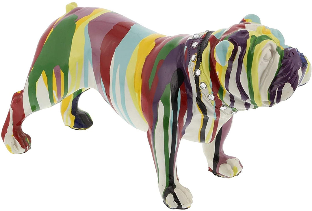 MISC Rainbow Bulldog Figure Brown Green Purple Resin