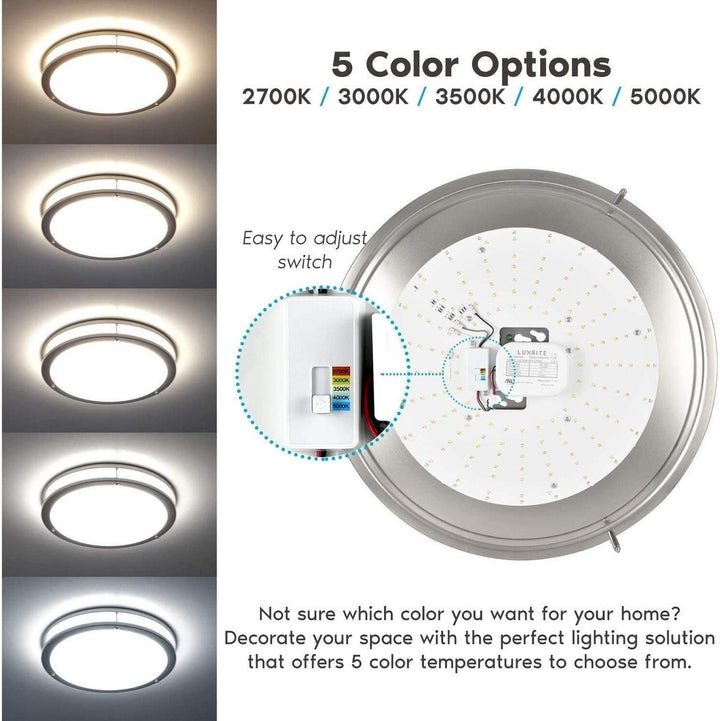 18 Inch Led Flush Mount Ceiling Light Color Temperature Selectable 2700k / 3000k 3500k 4000k 5000k Metallic Modern Contemporary Acrylic Metal Dimmable