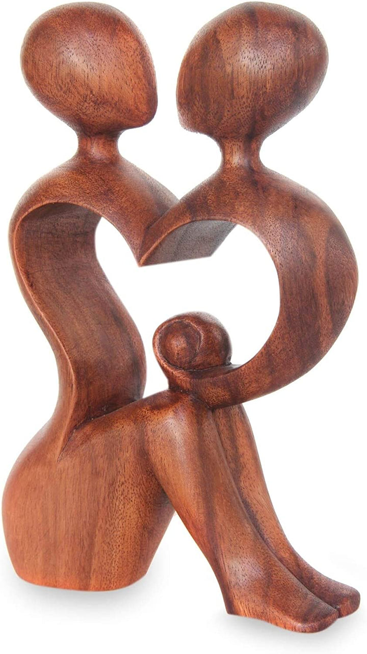 Handmade ' Heart Shared by Two' Wood Sculpture (Indonesia) Brown - Diamond Home USA