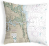 Jacksonville Fl Nautical Map Noncorded Pillow 12x12 Color Graphic Coastal Polyester