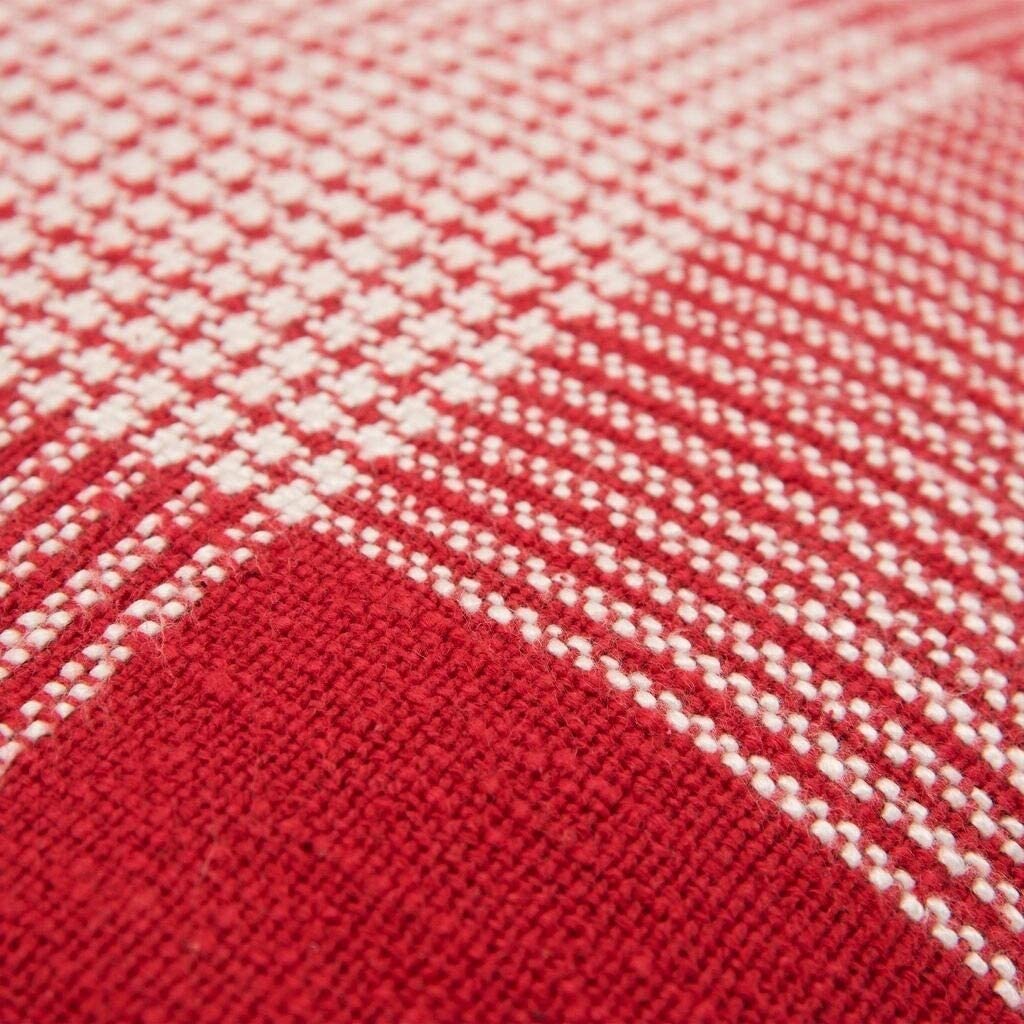 Plaid Red/White Decorative Down Filler Pillow 20"x20" Red Abstract Casual Cotton