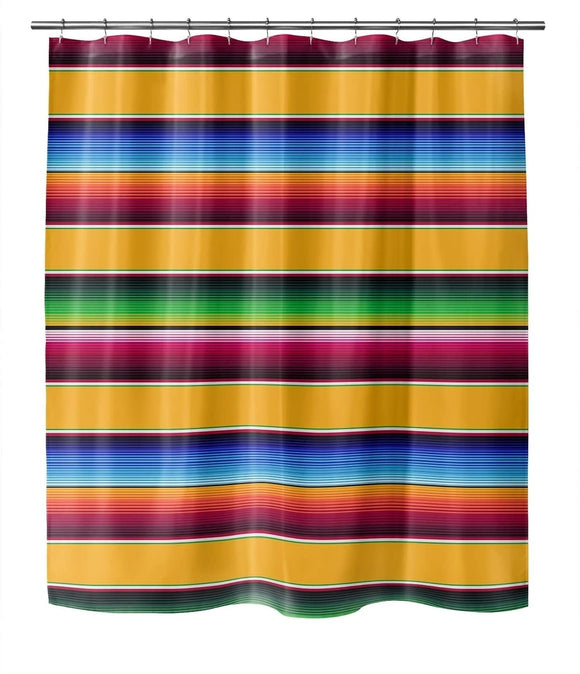 MISC Yellow Shower Curtain by Orange Striped Southwestern Polyester