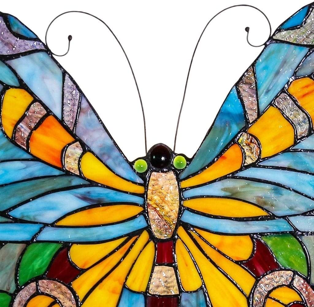 20 5" h Stained Glass Butterfly Window Panel 21 75" l X 0 25" w Color Traditional Irregular Novelty Animals Nature Includes Hardware