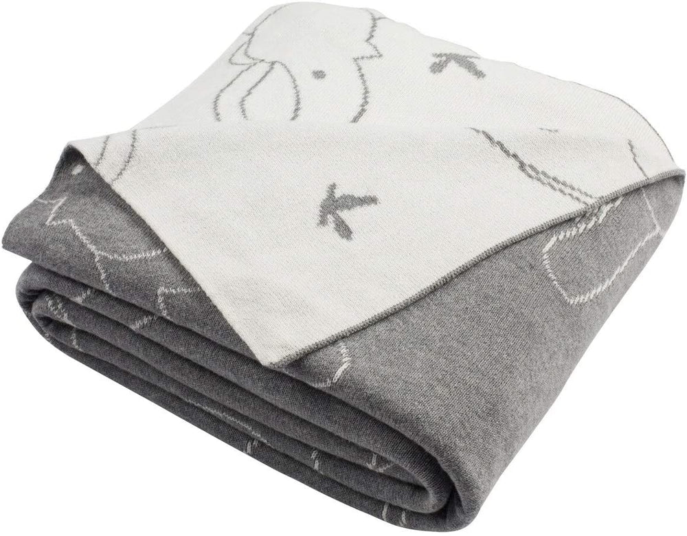 Grey Knit 50 X 60 inch Throw Blanket Animal Modern Contemporary Shabby Chic Victorian Cotton - Diamond Home USA