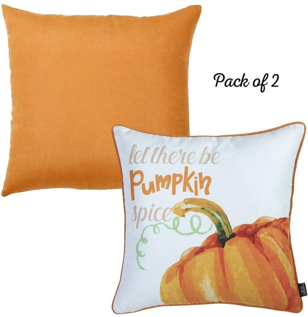 Fall Season Thanksgiving Throw Pillow Cover 18''x 18'' (2 Pcs Set) Floral Polyester Two Pillows Removable