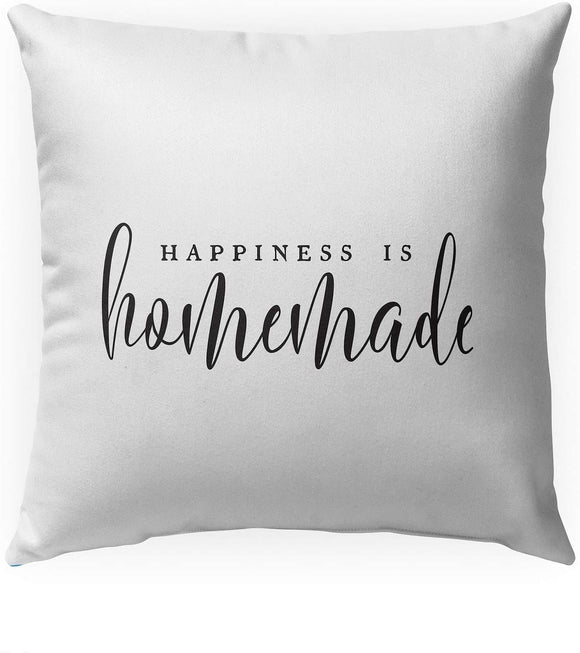 MISC Happiness is Homemade Indoor|Outdoor Pillow by 18x18 Black Geometric Farmhouse Polyester Removable Cover