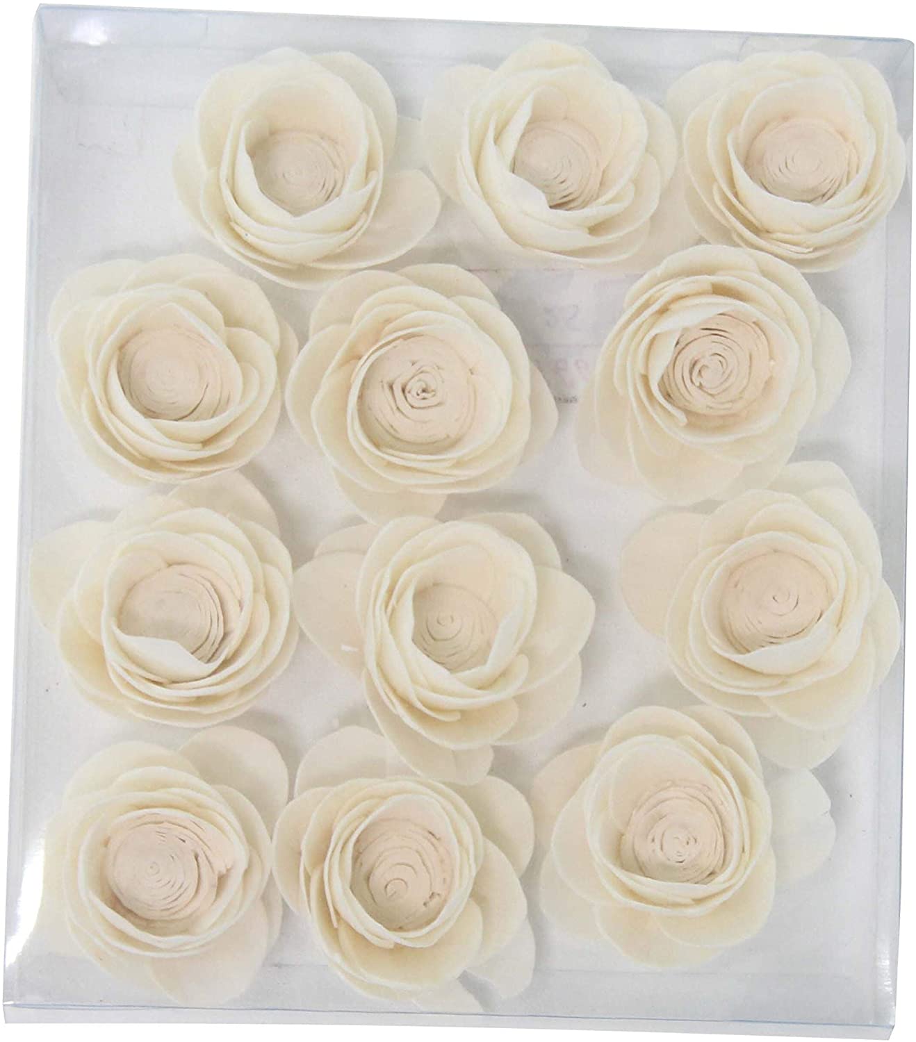 Set 2 Boxed Natural White Peony Flowers Bohemian Eclectic Fiber Finish