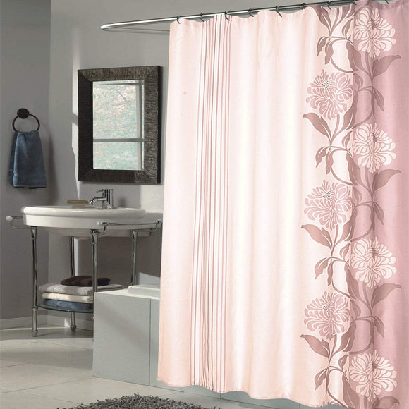 Flower Motif Extra Long Fabric Shower Curtain (70