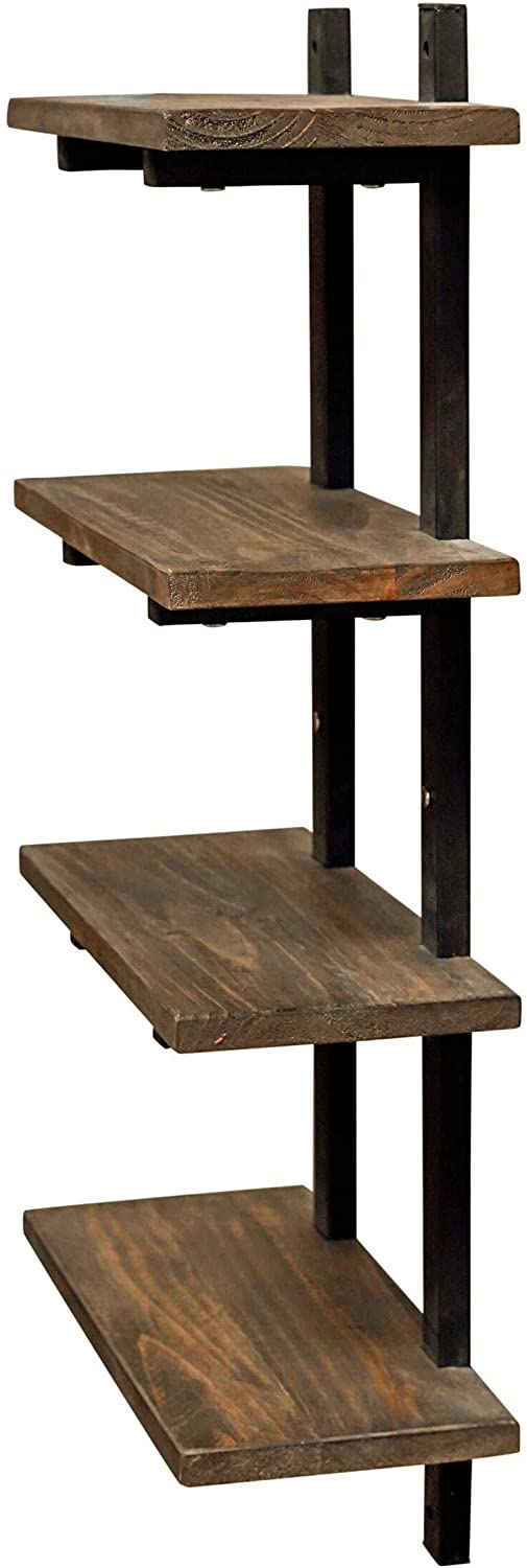 Metal Solid Wood Bath Natural Wall Shelf Brown Rustic Urban Finish Includes Hardware