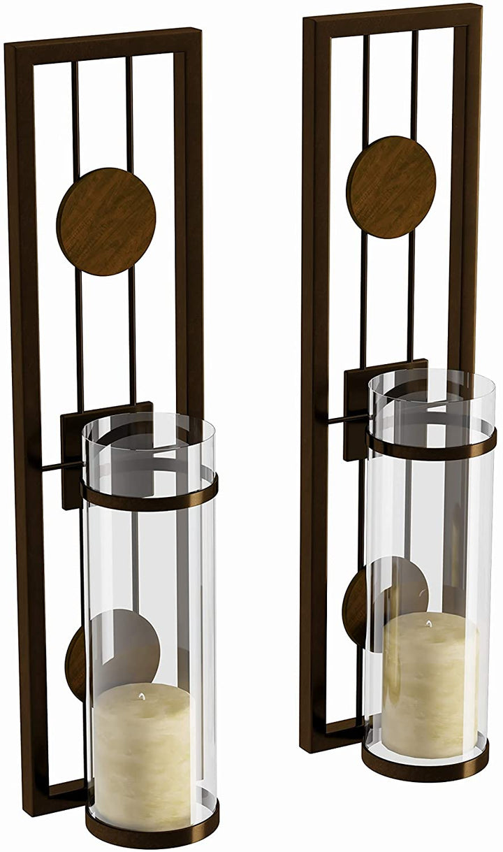 Contemporary 2 Piece Metal Candle Sconce Set Clear Modern Iron - Diamond Home USA