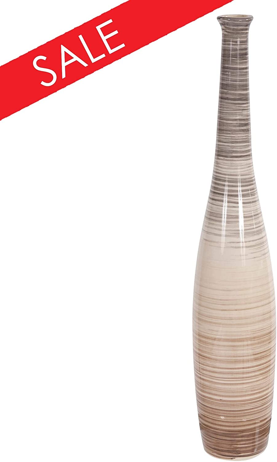 Ombre Striped Ceramic Floor Vase Small 32h X 6w 6d