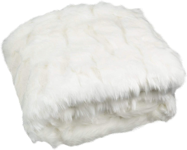 Textured Snow White 50 X 60 inch Throw Blanket Animal Modern Contemporary Faux Fur - Diamond Home USA