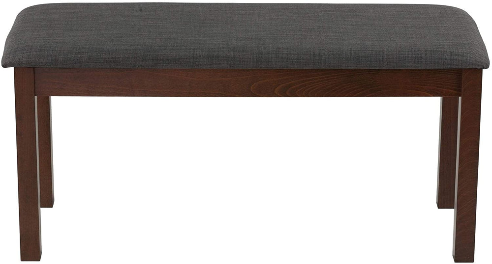 Dining Bench Charcoal Fabric Walnut Finish 40" Grey Solid