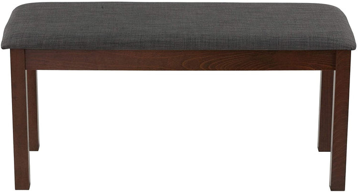 Dining Bench Charcoal Fabric Walnut Finish 40" Grey Solid