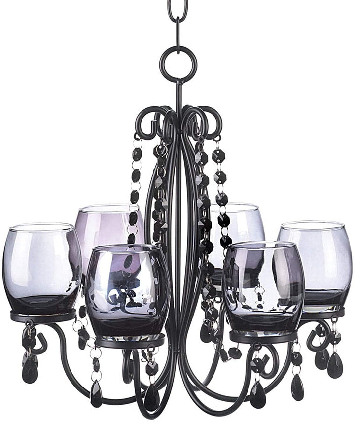 Romantic Elegant Glowing Candle Chandelier Black Clear Classic Traditional Acrylic Iron Metal - Diamond Home USA