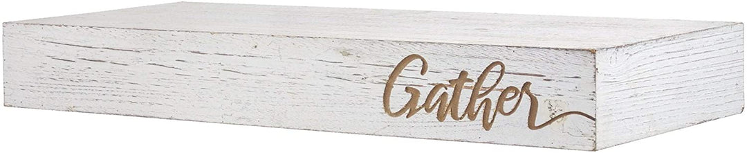 Floating Wall Shelf Gather Text Engraving White