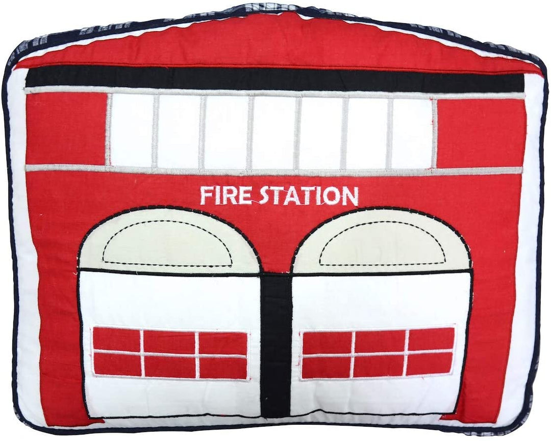 Fire Station Decorative Throw Pillow Black Red White