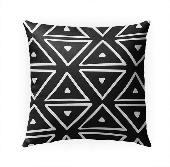 MISC Big Triangles Black Indoor|Outdoor Pillow by 18x18 Black Geometric Southwestern Polyester Removable Cover