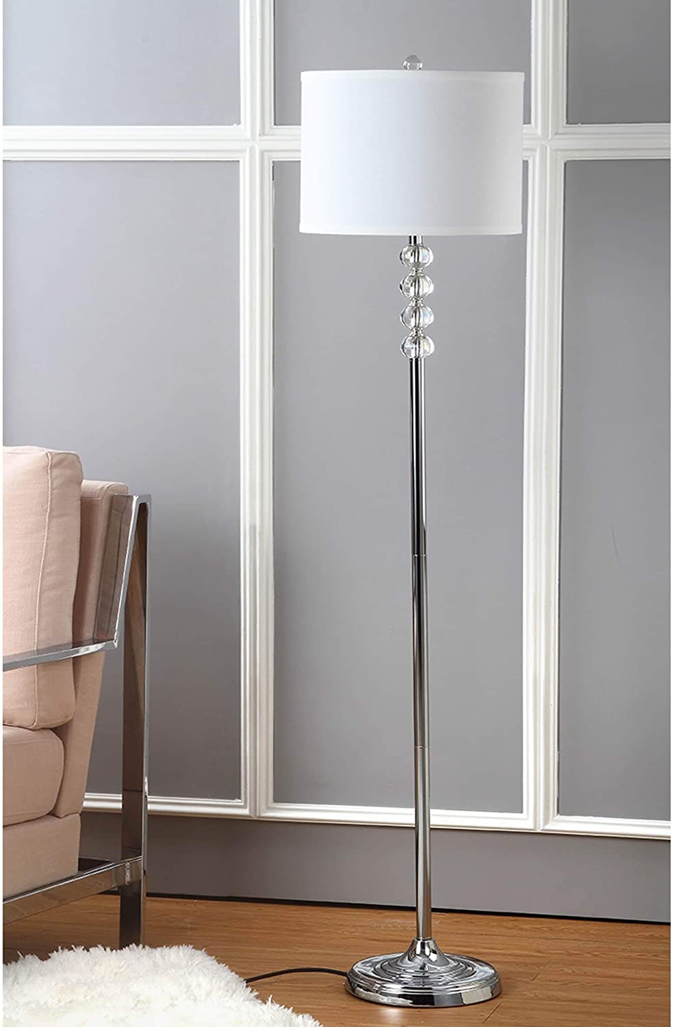 Crystal Glam Floor Lamp 60" Orbs Reading Light White Shade