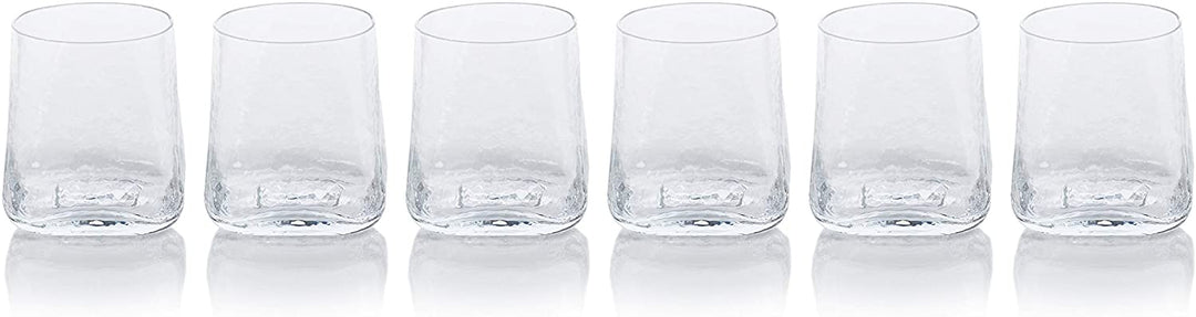 Hammered Rock Glasses Set 6 Clear Glass