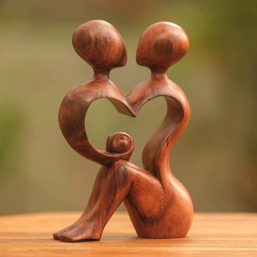 Handmade ' Heart Shared by Two' Wood Sculpture (Indonesia) Brown - Diamond Home USA