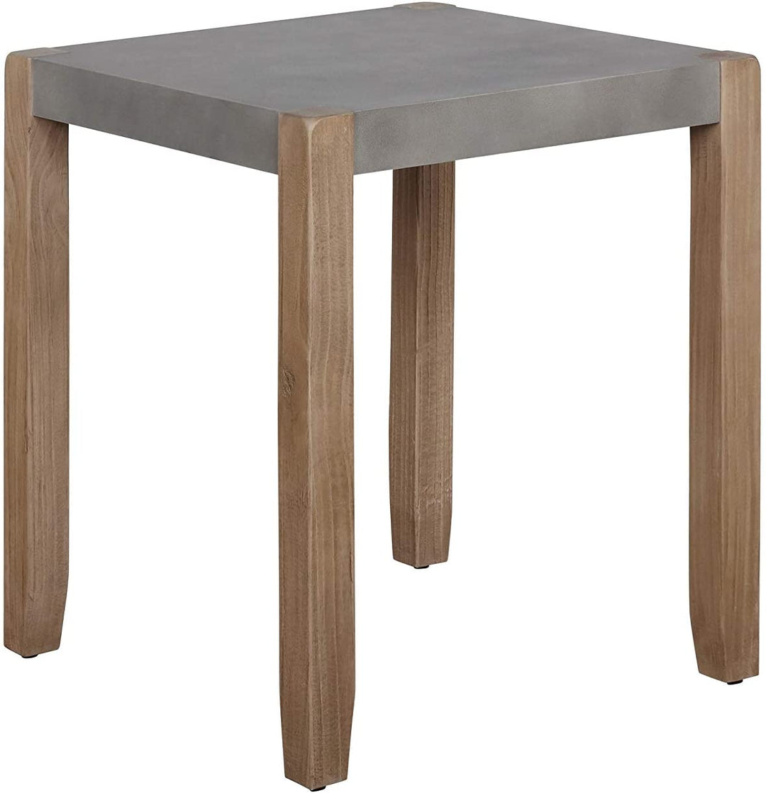 21 inch Square Concrete Wood End Table Brown Grey Industrial Modern Contemporary Pine Lacquer Includes Hardware - Diamond Home USA