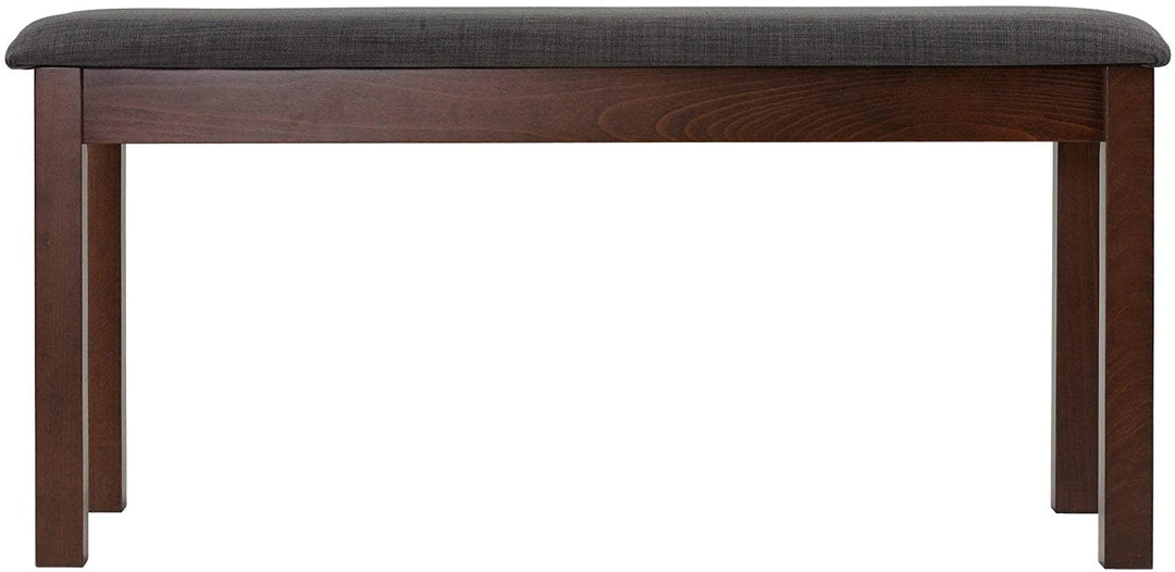 Dining Bench Charcoal Fabric Walnut Finish 40" Grey Solid