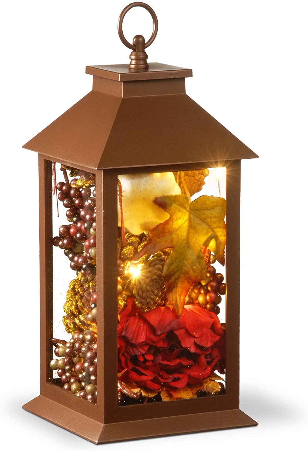 15" Autumn Lantern Led Lights Brown