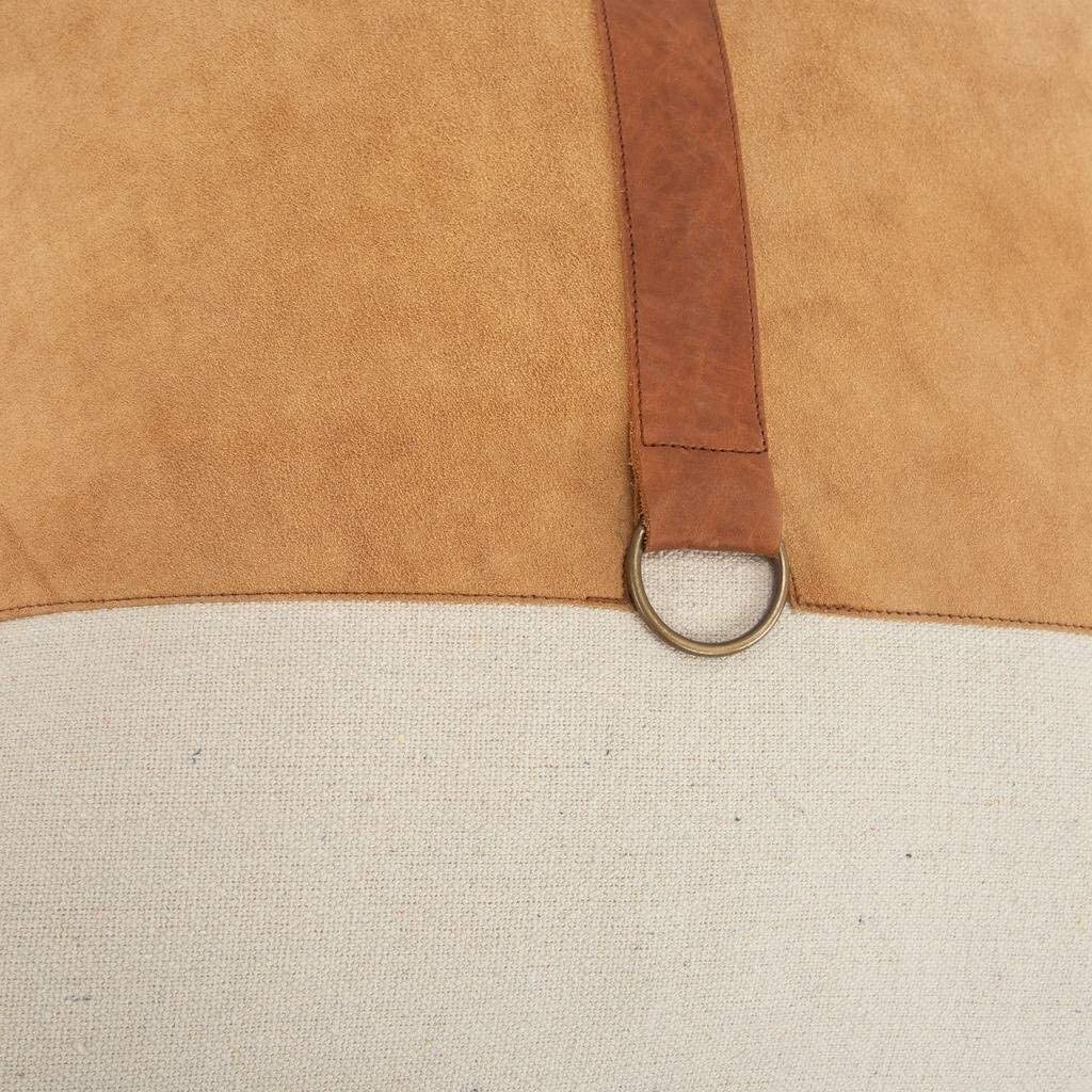 MISC Color Block Natural/Camel Decorative Poly Filled Pillow 20"x20" Brown Abstract Casual Cotton