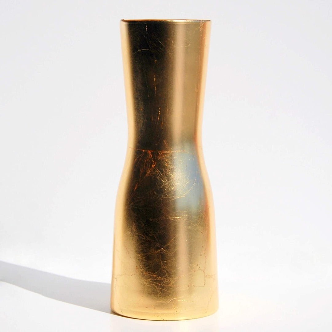 Gold Gilded Hourglass Vase Mid Century Modern Art Glass