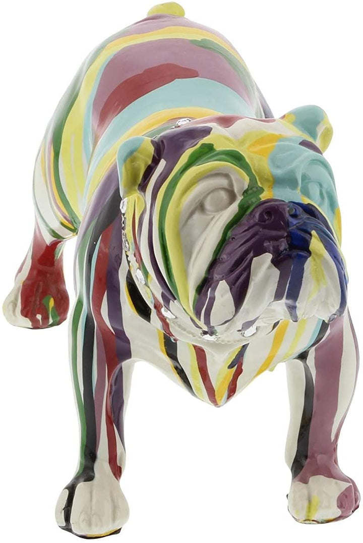 MISC Rainbow Bulldog Figure Brown Green Purple Resin