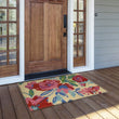 Colorful Floral Coir Doormat Red Pink Botanical Flowers Front Door Mat Blue Green Accents Durable Outdoor Welcome Mat 2x3 Feet